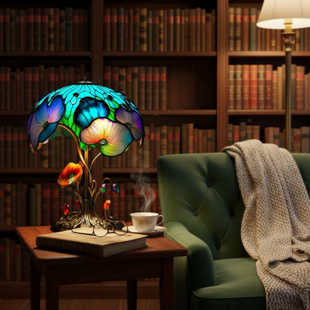 Lampada Boho Chic a Fungo con Fiori