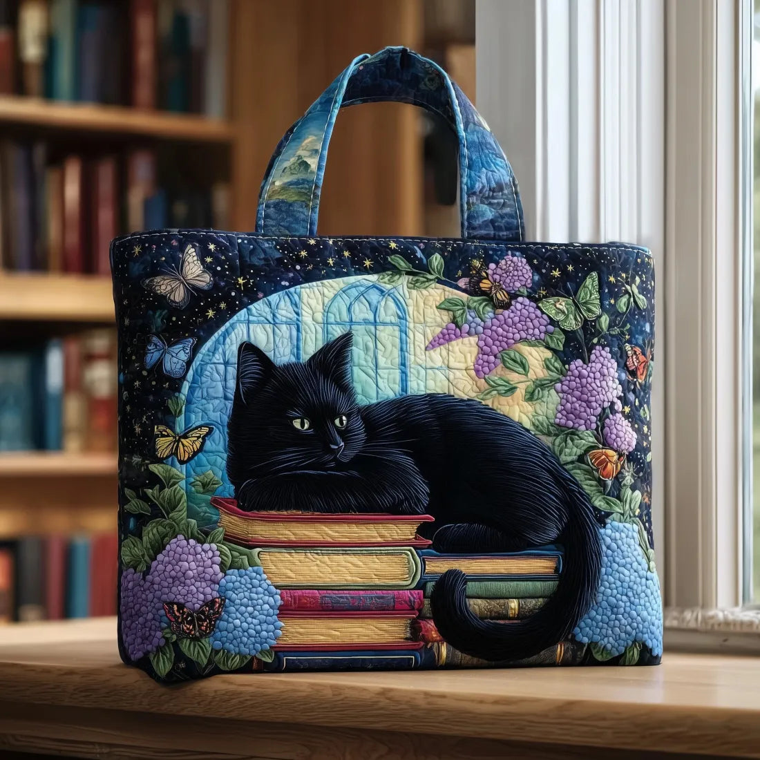 Borsa Artigianale a Tracolla con Gatto Nero