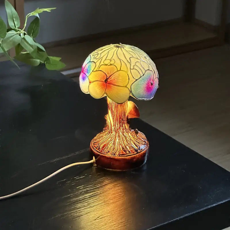 Lampada Fungo Boho Chic con Fiori