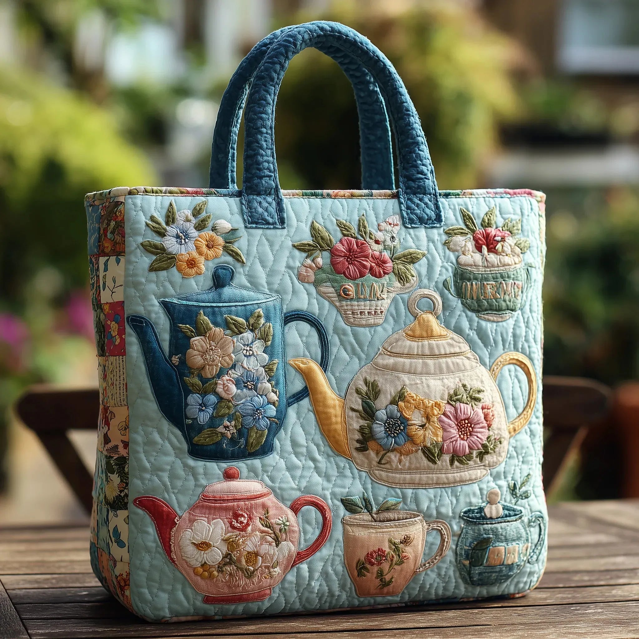 Borsa Artigianale Imbottita con Fiori