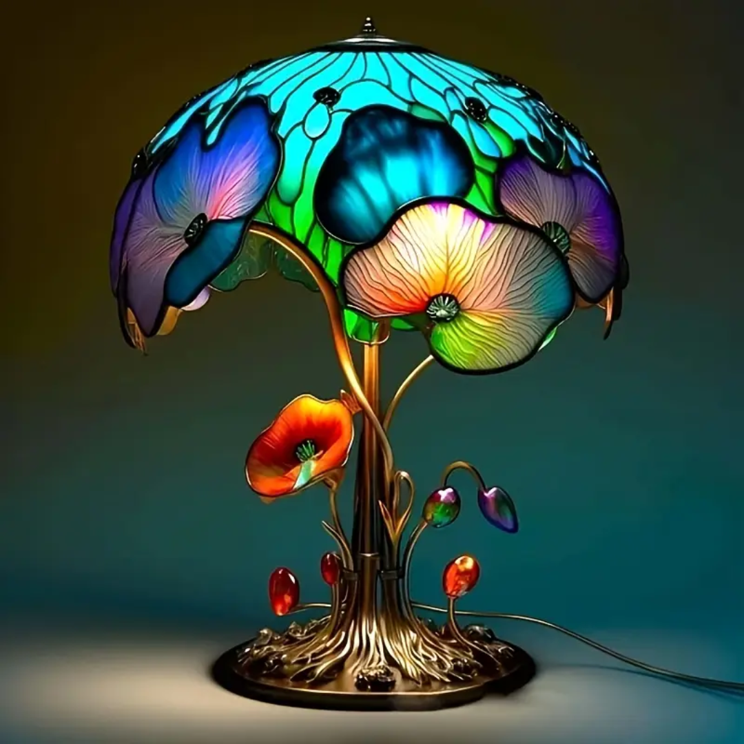 Lampada Boho Chic a Fungo con Fiori