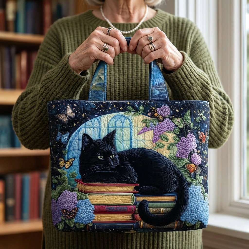 Borsa Artigianale a Tracolla con Gatto Nero